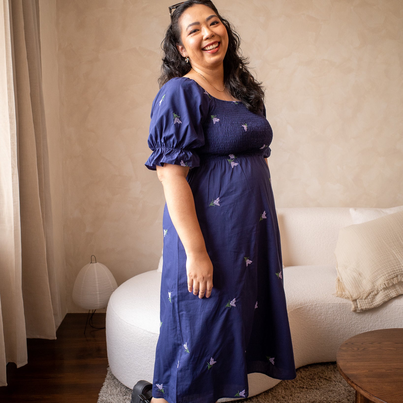 The Mad Theories Bloom Floral Embroidered Smocked Dress