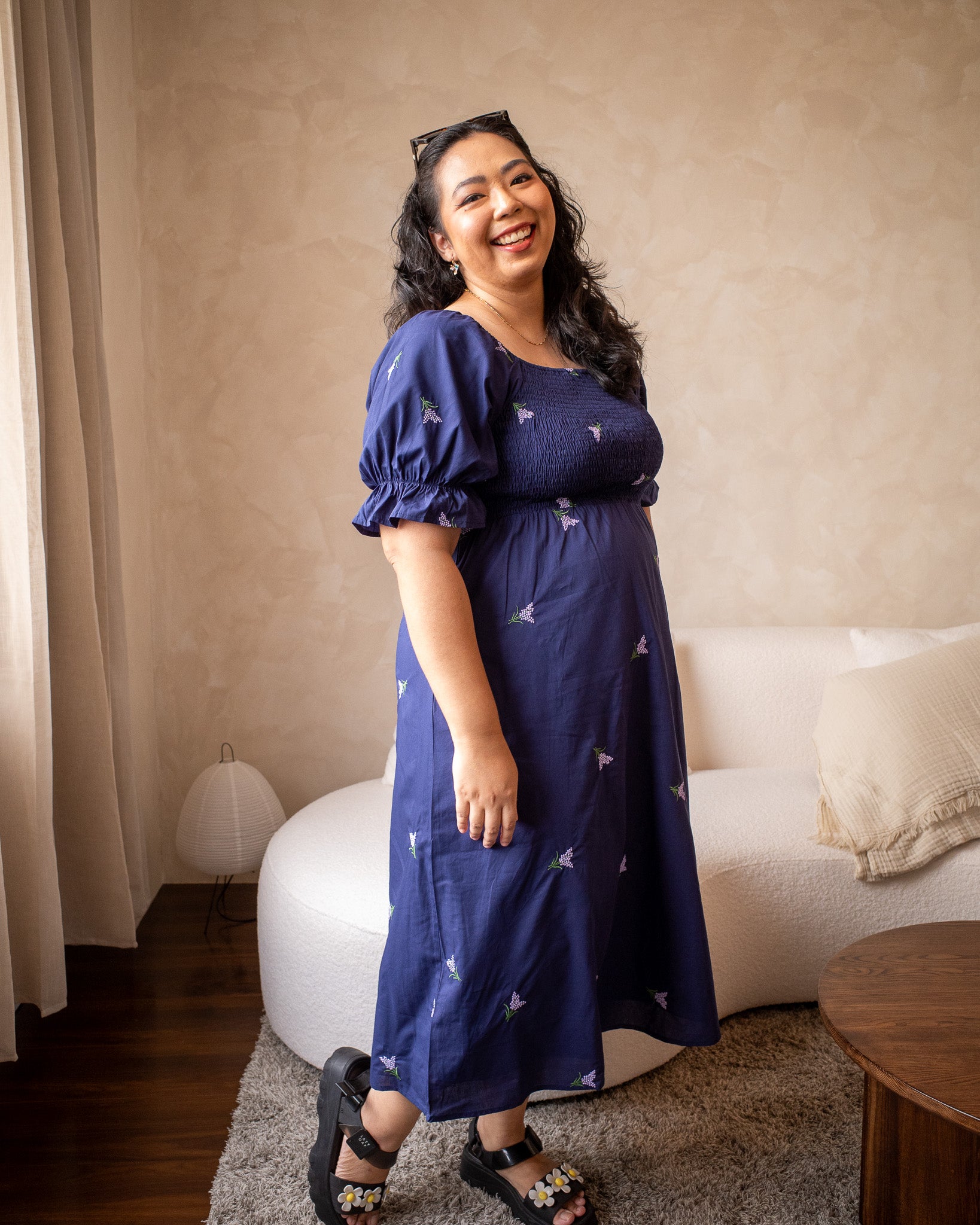 The Mad Theories Bloom Floral Embroidered Smocked Dress