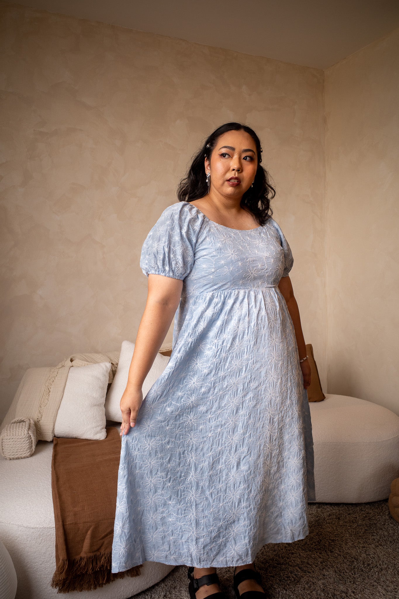 THE MAD THEORIES Juno Embroidered Dress (Baby Blue & Seafoam Green)