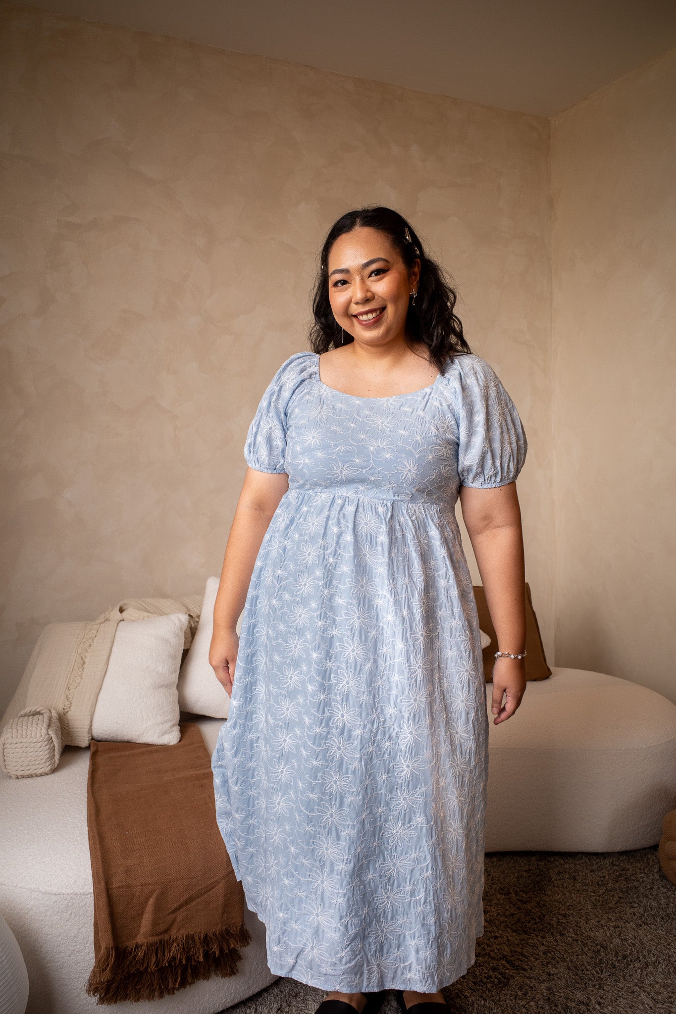 THE MAD THEORIES Juno Embroidered Dress (Baby Blue & Seafoam Green)