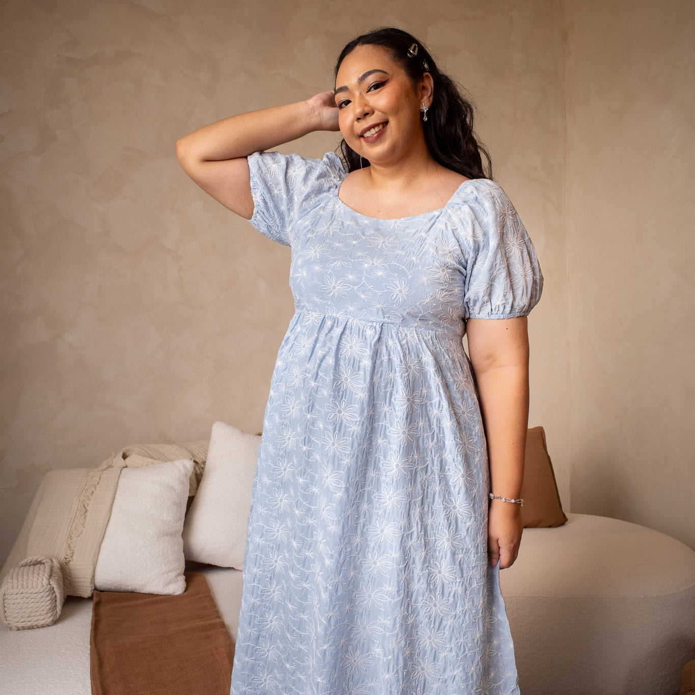 The Mad Theories Juno Embroidered Dress (Baby Blue & Seafoam Green)