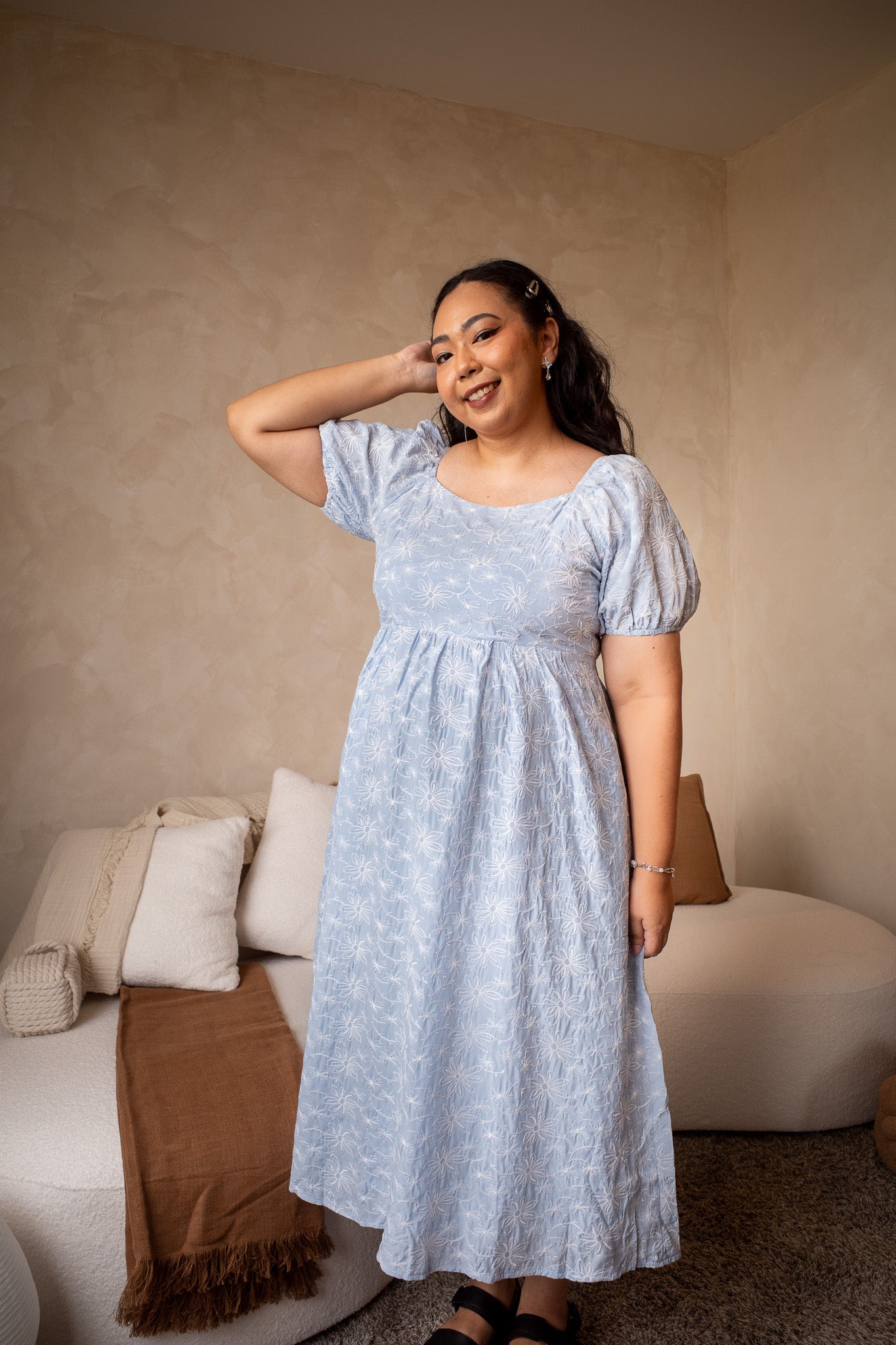 THE MAD THEORIES Juno Embroidered Dress (Baby Blue & Seafoam Green)