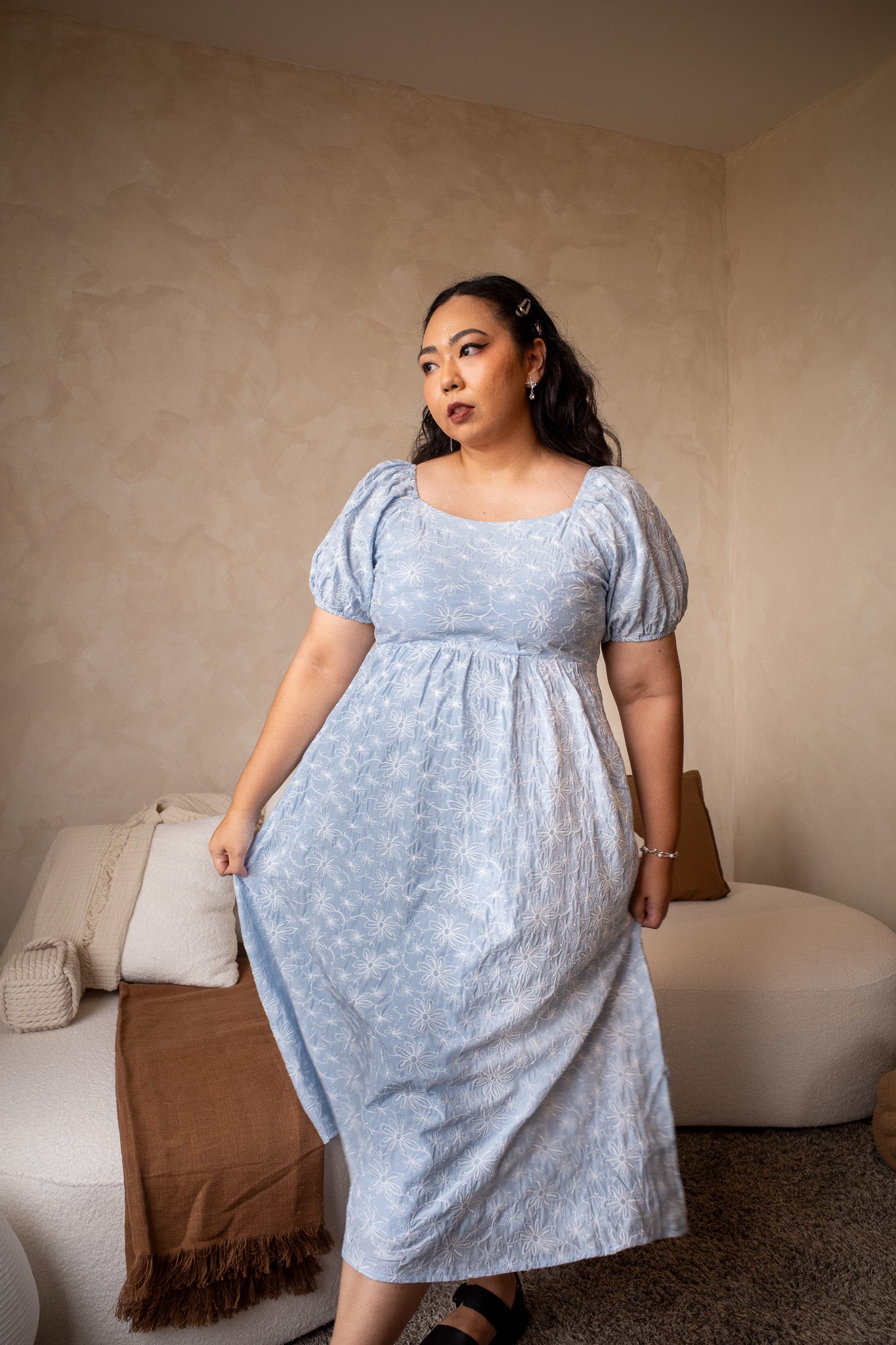 THE MAD THEORIES Juno Embroidered Dress (Baby Blue & Seafoam Green)