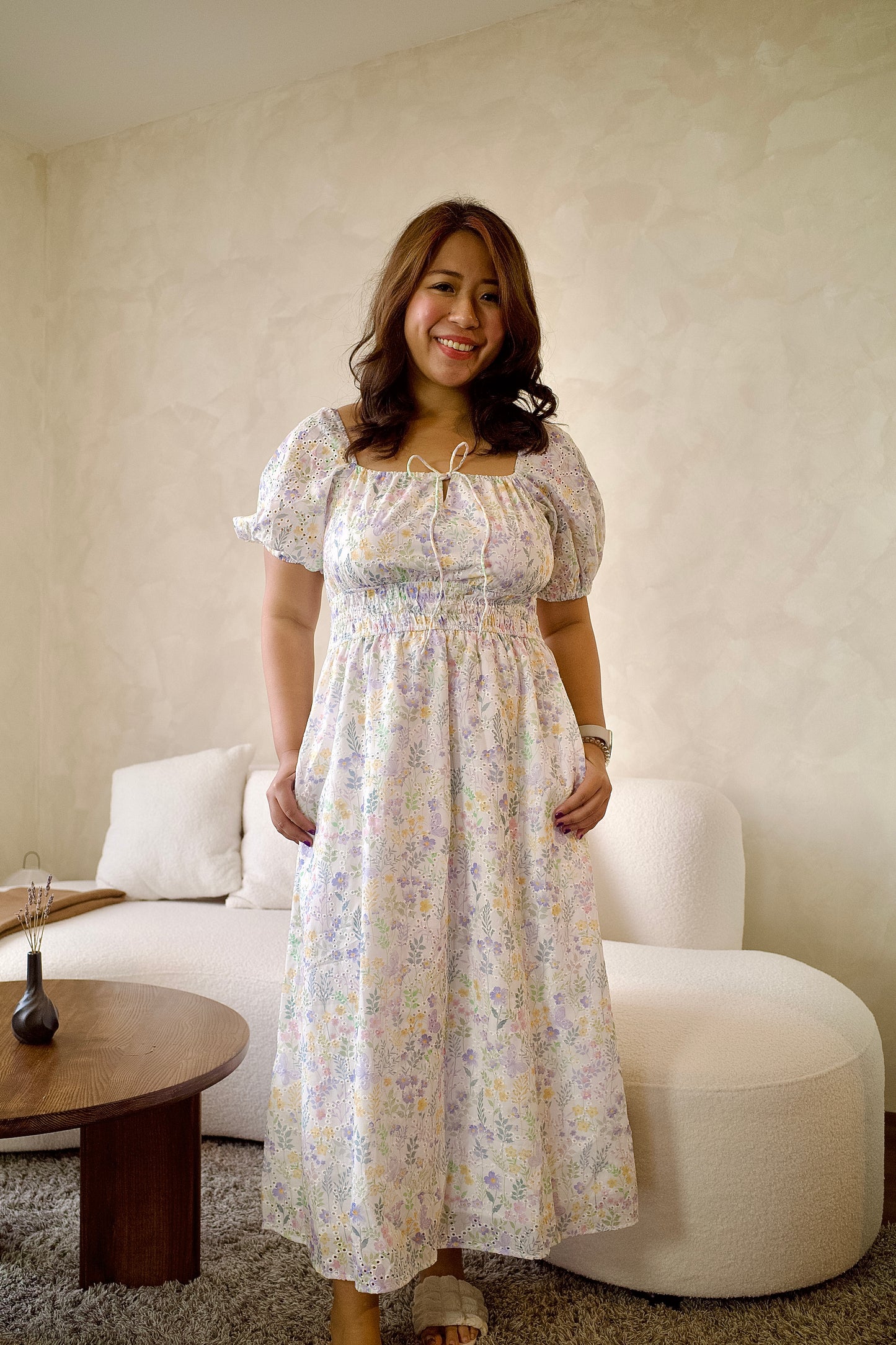 THE MAD THEORIES: Brooke Eyelet Floral Midi Dress