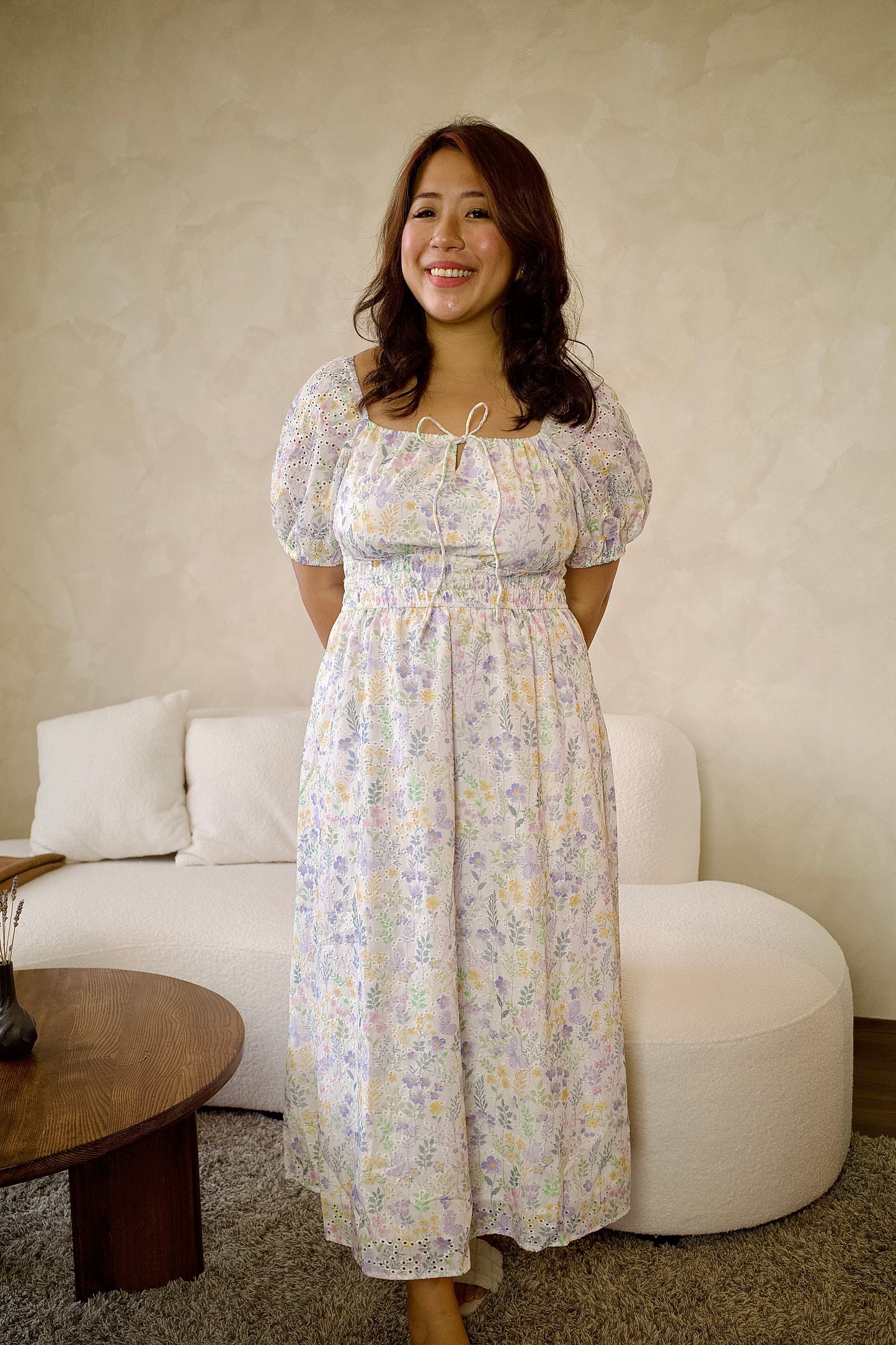 THE MAD THEORIES: Brooke Eyelet Floral Midi Dress