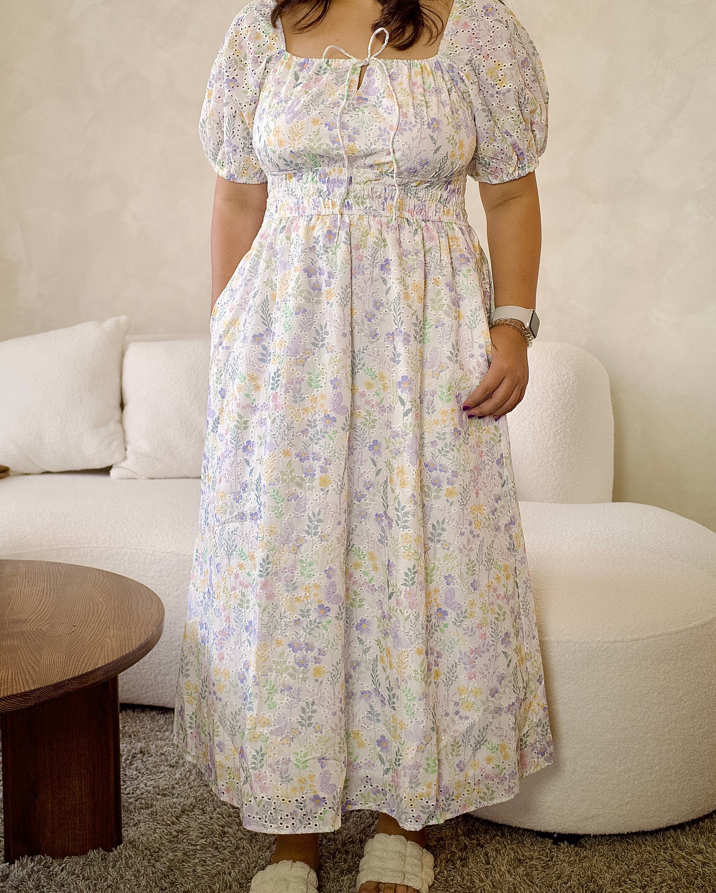 THE MAD THEORIES: Brooke Eyelet Floral Midi Dress