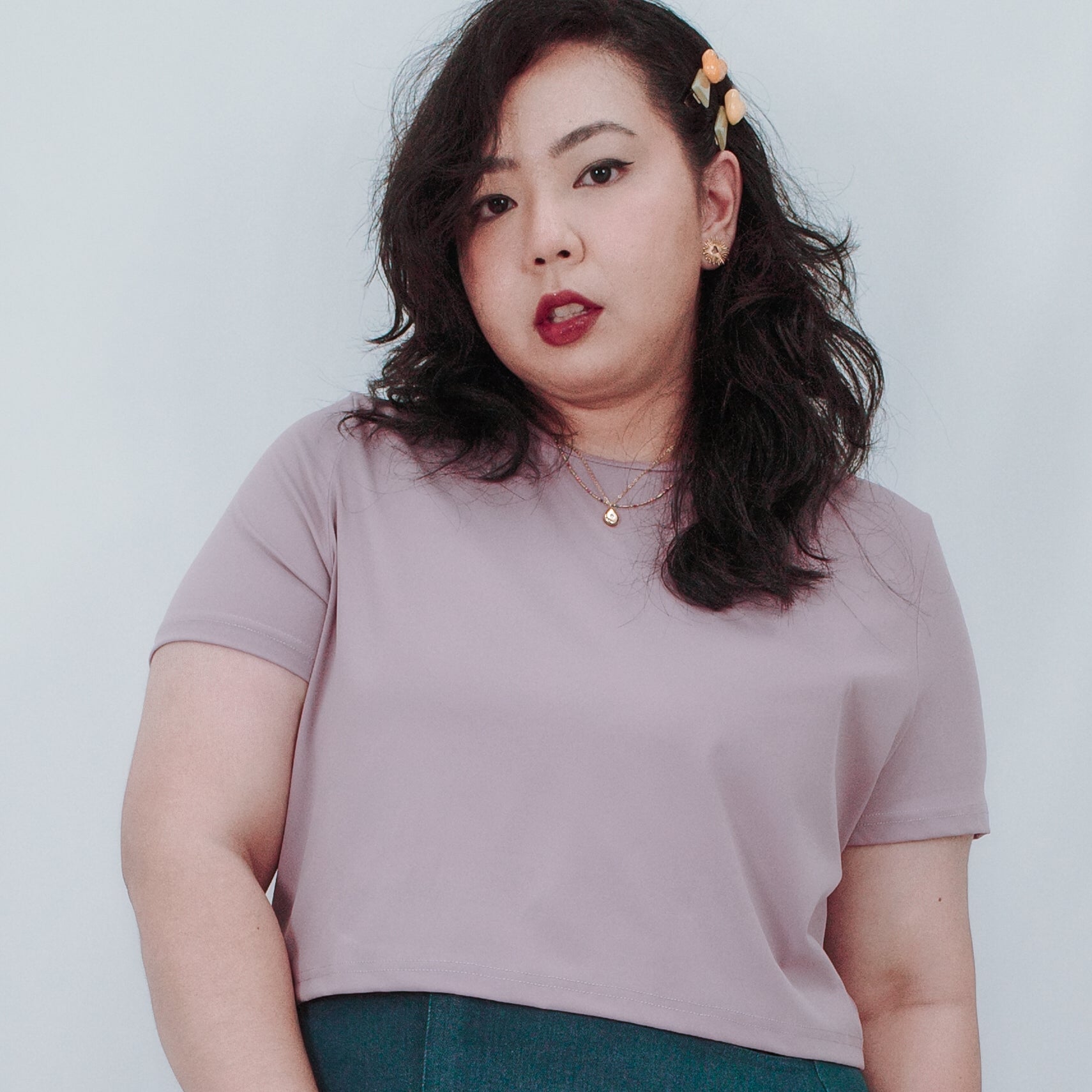 The Mad Theories Valerie Soft Baby-Tee Shirt (Dusty Lilac)