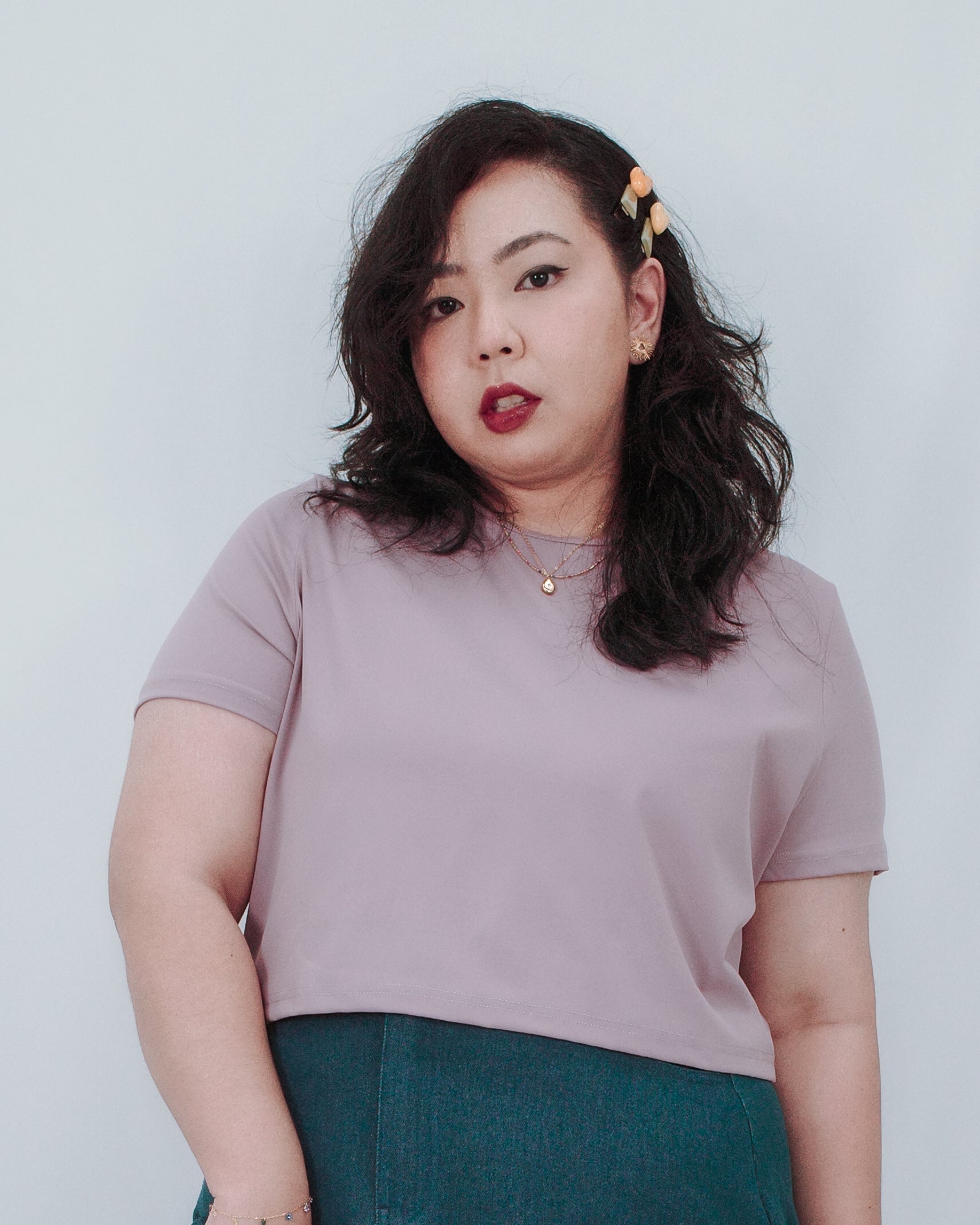 The Mad Theories Valerie Soft Baby-Tee Shirt (Dusty Lilac)