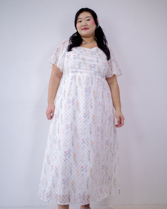 The Mad Theories Willow Ruched Mesh Floral Dress