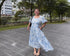 Indy Porcelain Midi-Dress (Blue) - TMTSG - www.themadtheories.com